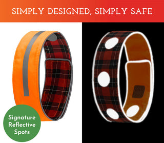 Spot the Dog Reflective Collar - Reversible Orange/Red Plaid