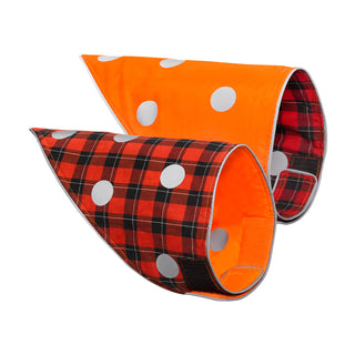 Spot the Dog Reflective Bandana - Reversible Orange/Red Plaid
